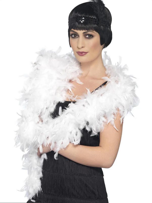 Deluxe Feather Boa Rocky Horror Fancy Dress Accessory 180cm 80g White Boa