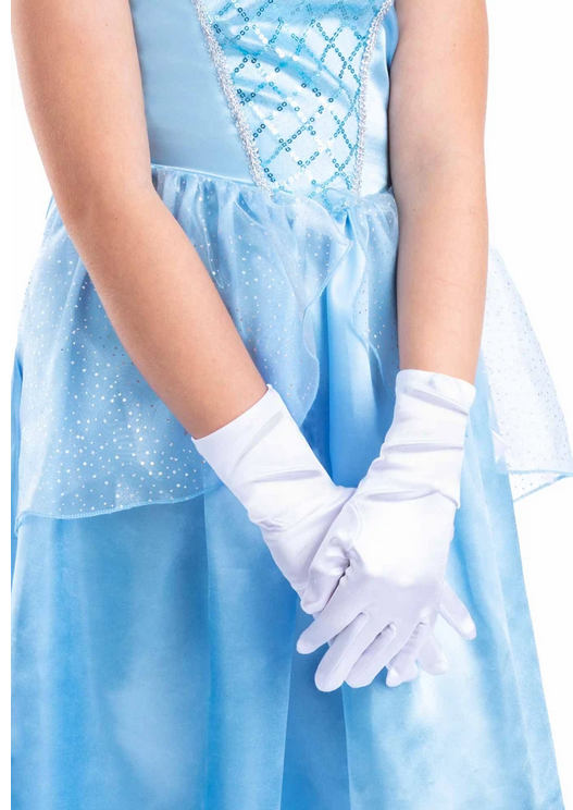 Girls White Satin Princess Gloves One Size Book Day Fancy Dress Girls Gloves