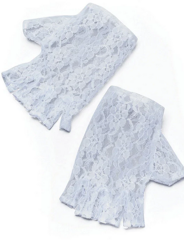 White Lace Gloves 80s Fancy Dress Accessory 1980s Fingerless