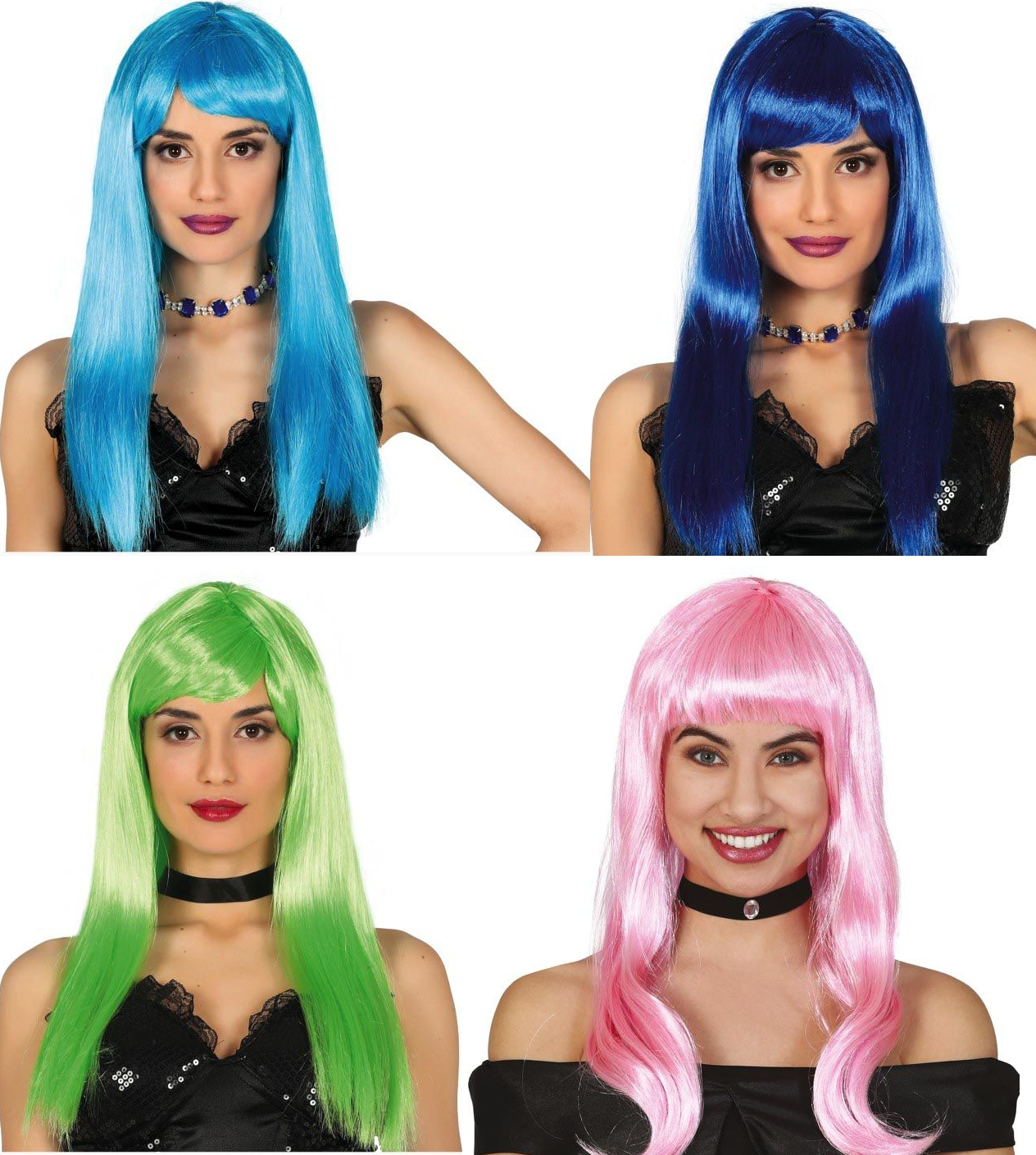 Adult Ladies Long Straight Wig With Fringe Colour Fancy Dress Wig Adults