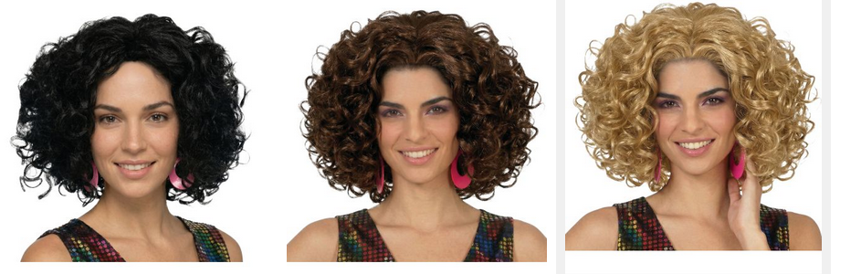Mid Length Curly Wig Ladies 80s Perm Wig Fancy Dress Accessory Adults