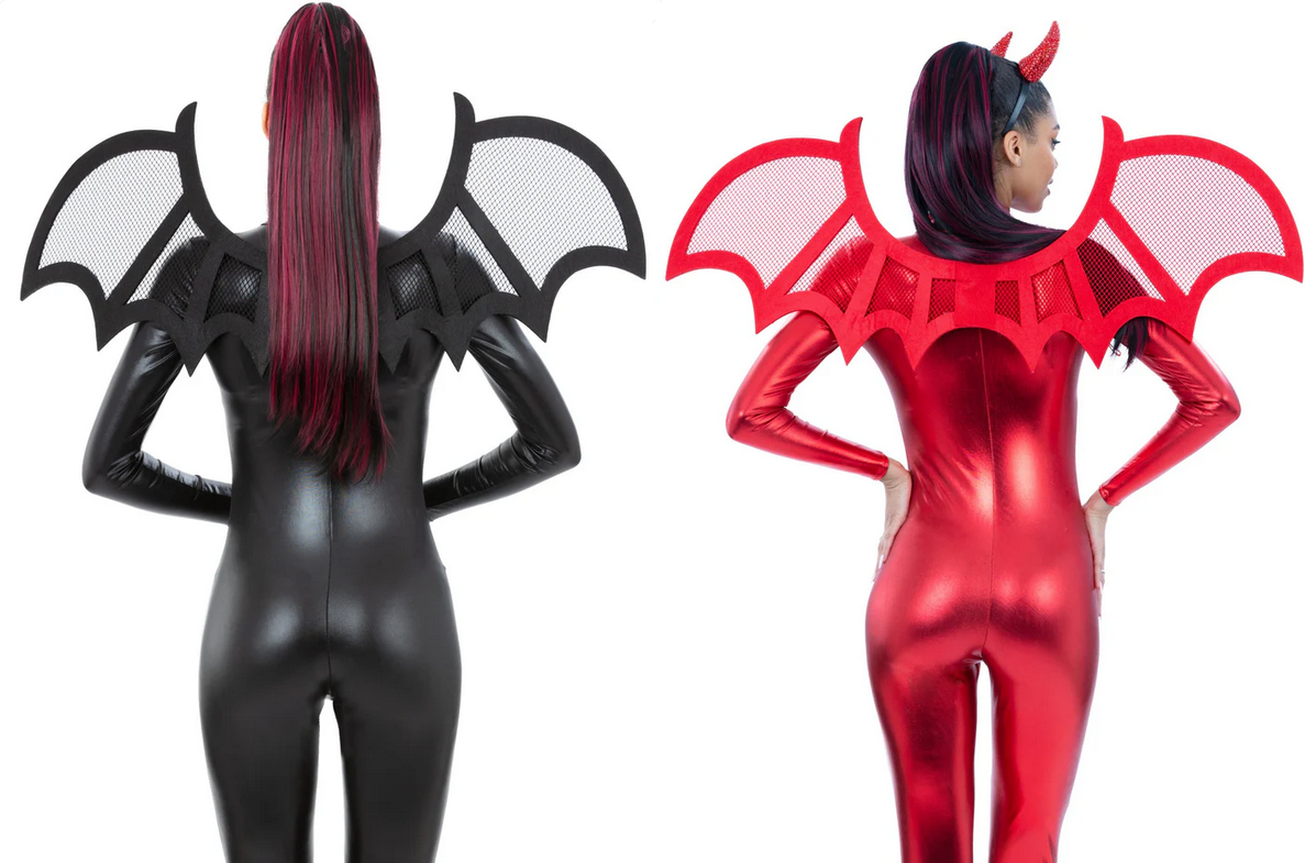 Devil Wings Adults Mesh Black Or Red Wings Halloween Fancy Dress 100x40cm