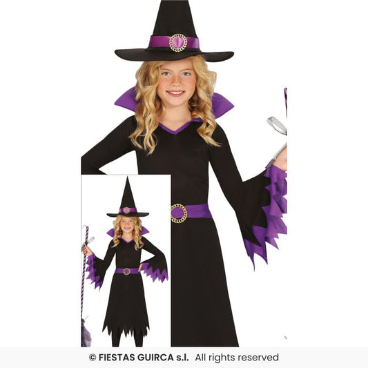 Girls Classic Purple Spellbound Witch Costume Kids Halloween Outfit Age 3-12