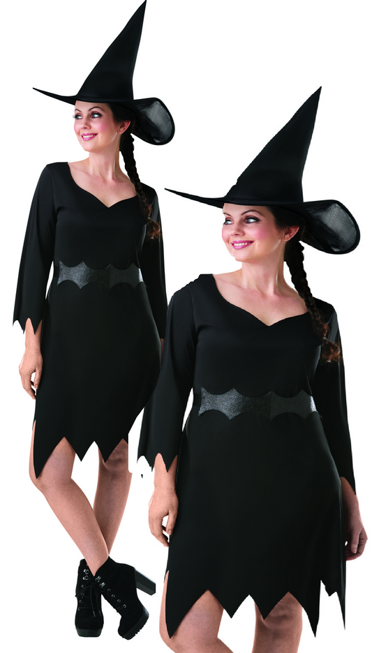 Black Enchantress Ladies Halloween Witch Fancy Dress Costume Adults Witches Outfit
