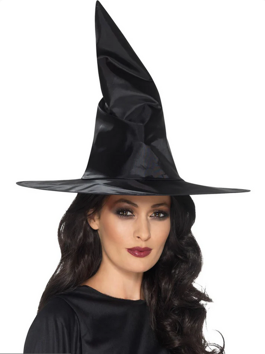Ladies Tall Black Witches Hat Halloween Wittch Fancy Dress Accessory