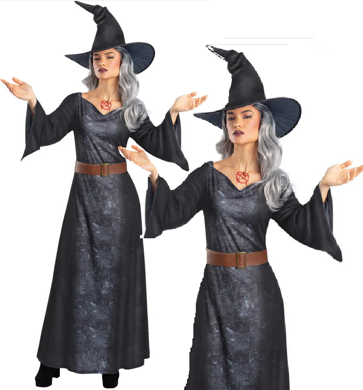 Sorceress Costume Halloween Witch Fancy Dress Outfit Witches Ladies UK 8-18