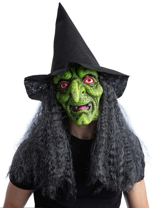 Green Wicked Witch Latex Mask Adults Halloween Fancy Dress Witches Mask Ladies