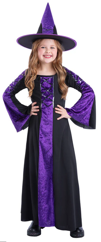 Bewitched Costume Girls Witches Halloween Fancy Dress Costume Age 4-12 Years