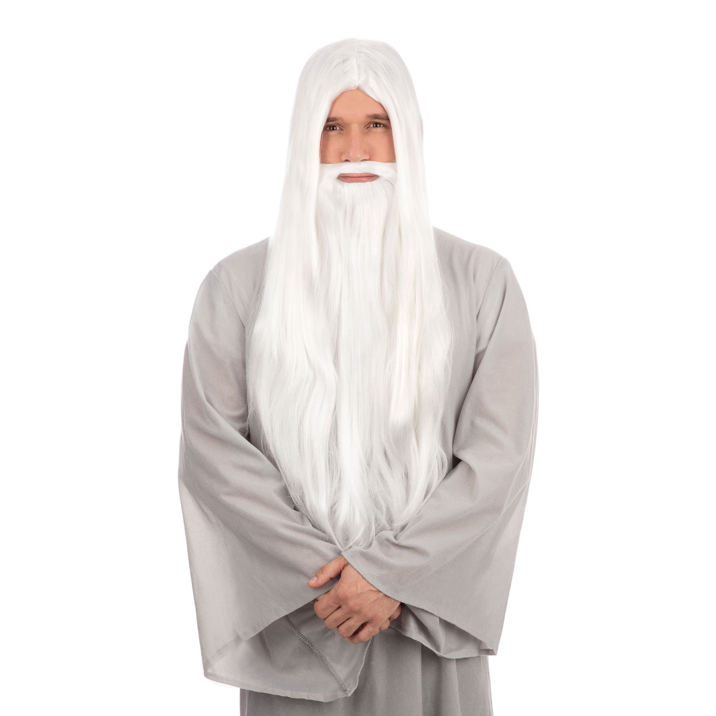 Wizard Wig + Beard Long White (Bagged)