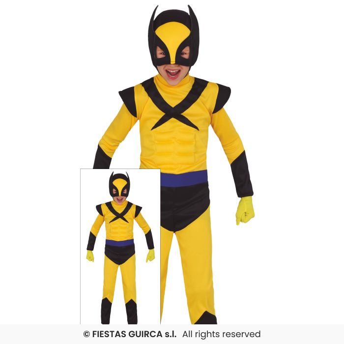 Yellow Superhero Kids Fancy Dress Costume Movie Star Book Day Outfit Age 3-12