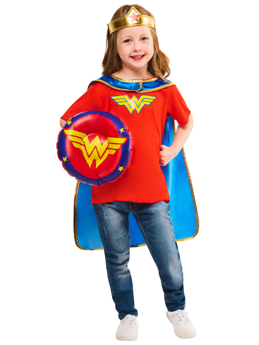 Wonder Woman Dress Up Gift Set Girls Superhero Fancy Dress Costume Kit Age 3-4