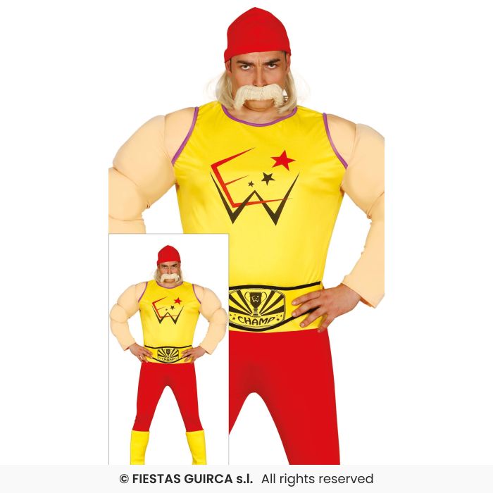 Wrestler Costume Mens Fun Padded Muscle Chest Wrestler Adults Outfit S-XL