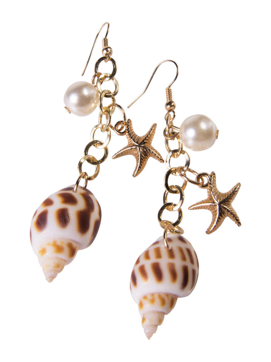 Mermaid Earrings Adults Fancy Dress Costume Accessory Ladies Shell Earrings
