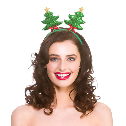 Sequin Christmas Tree Head Boppers Xmas Fancy Dress Party Accessory