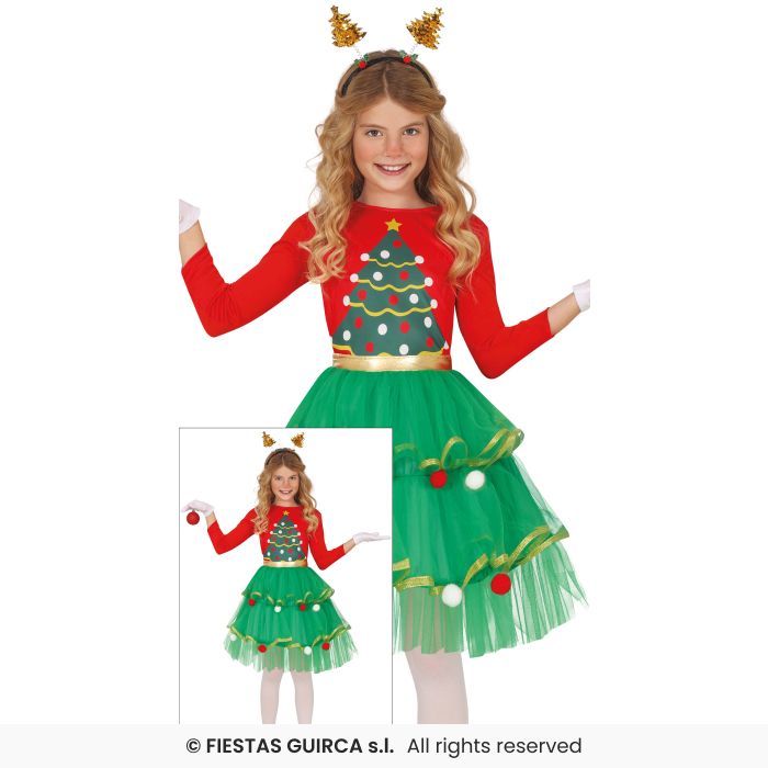 Christmas Tree Dress Girls Nativity Play Novelty Xmas Fancy Dress Costume Age 3-12