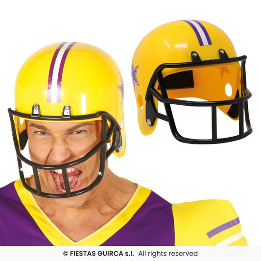 American Football Helmet Adults Fancy Dress Accessory Footballer Mens Yellow