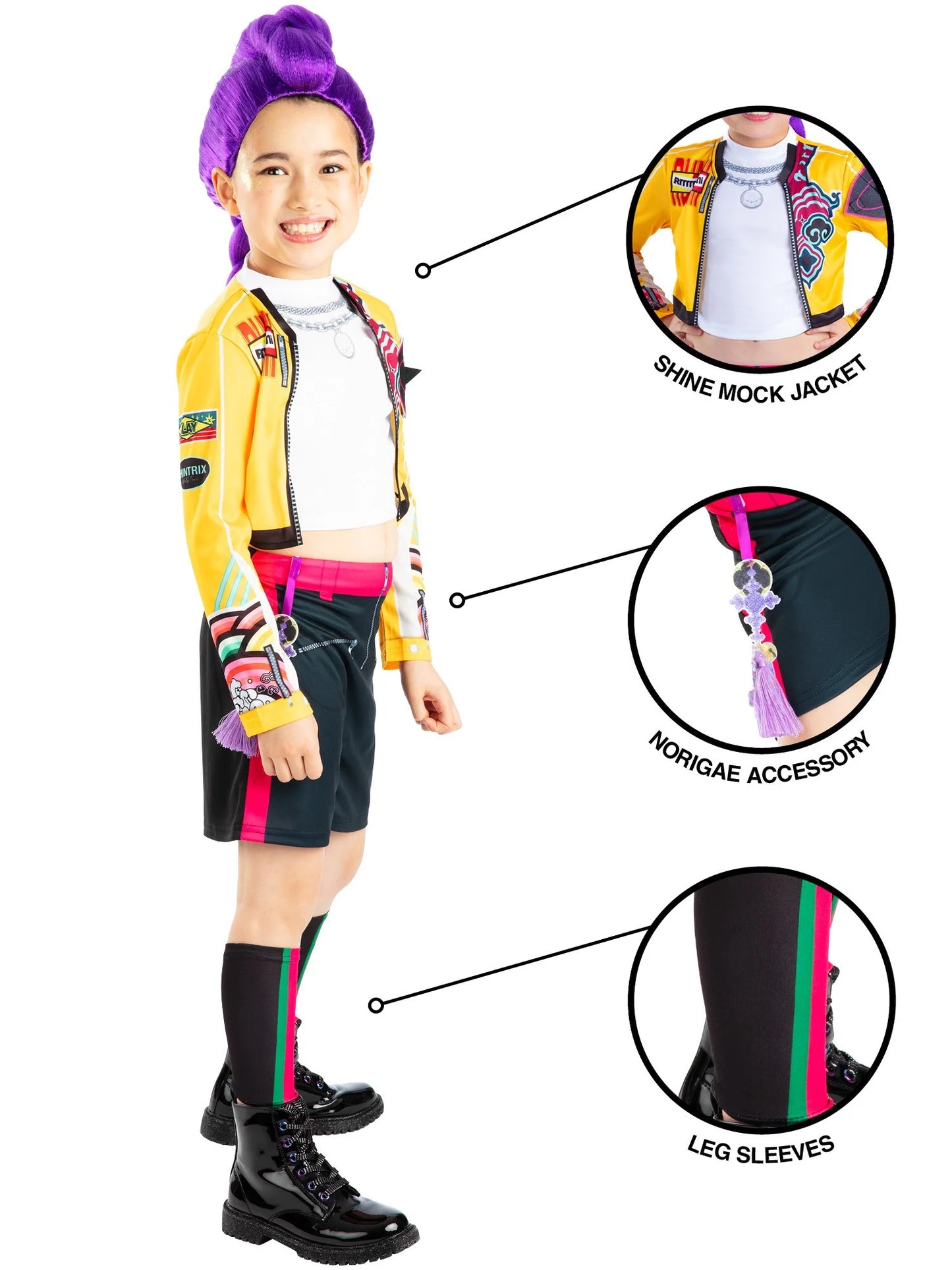 Kpop Official Yellow Rumi Girls Halloween Fancy Dress Popstar Demon Hunter