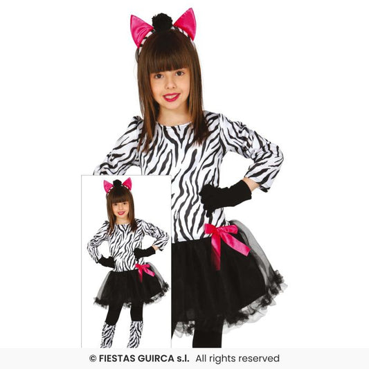 Zebra Costume Girls Zoo Animal Fancy Dress Outfit Deluxe Kids Age 3-12