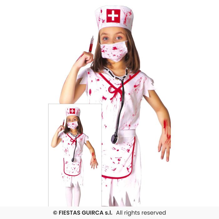 Girls Zombie Nurses Costume Girls Halloween Fancy Dress Nurse Outfit Age 3-12