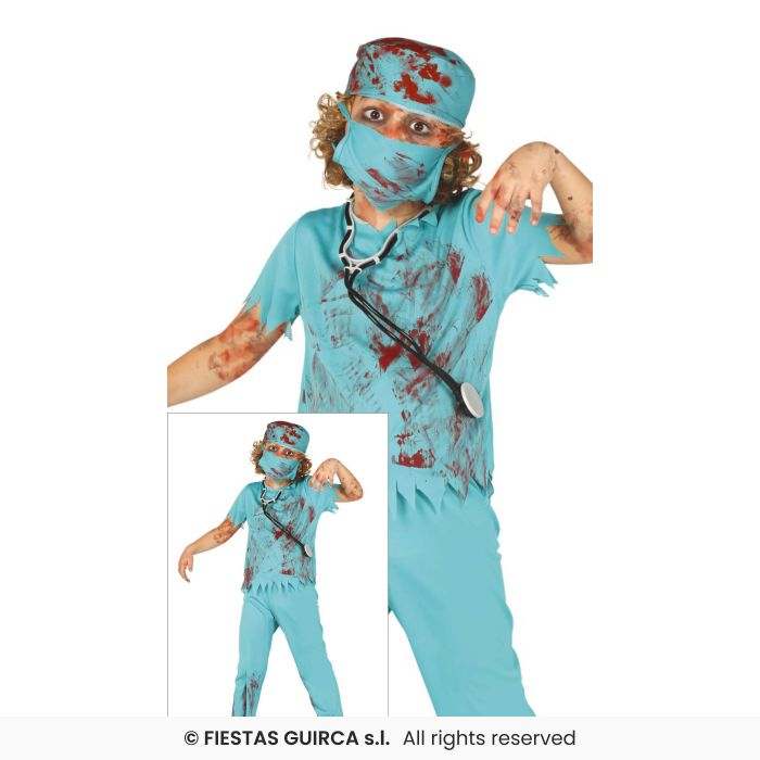 Bloody Scrubs Boys Halloween Zombie Surgeon Fancy Dress Costume Age 3-12