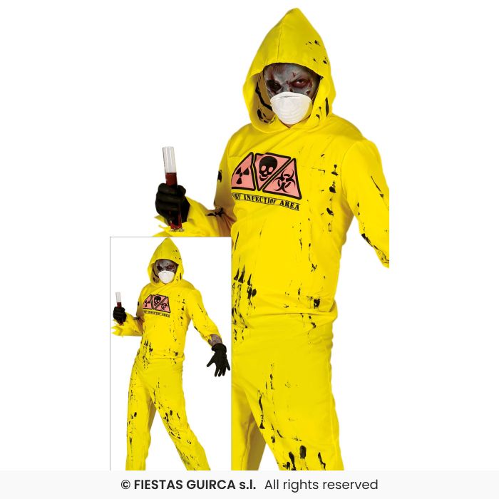 Radioactive Zombie Mens Toxic Hazmat Suit Fancy Dress Halloween Outfit Adults