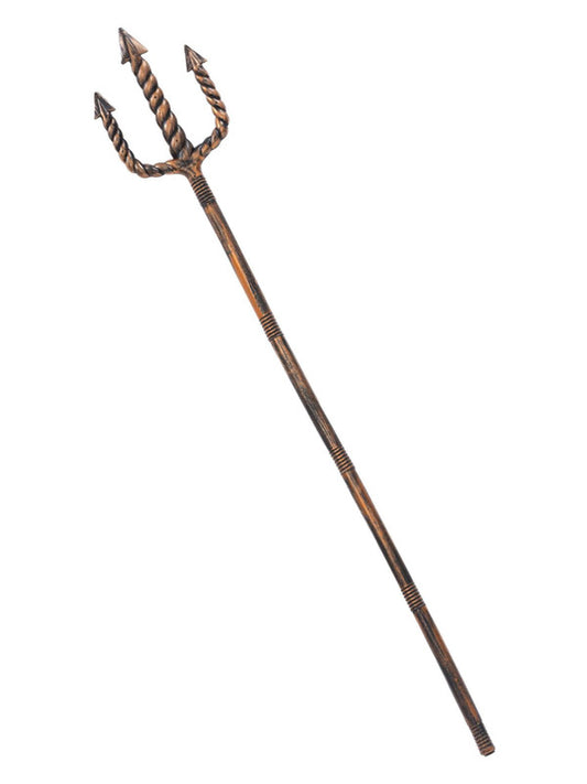 Bronze Extendable Trident Devil Accessory Adults Halloween Prop Weapon Stake Fork
