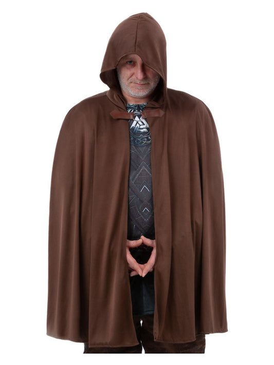 Historical Cape Medieval Brown Cape Adults Fancy Dress Accessor Hooded
