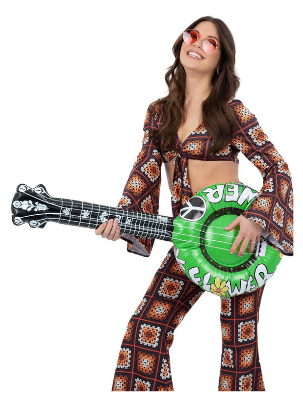 Inflatable Flower Power Mandolin 86cm Adults Hippie Hippy Fancy Dress Prop