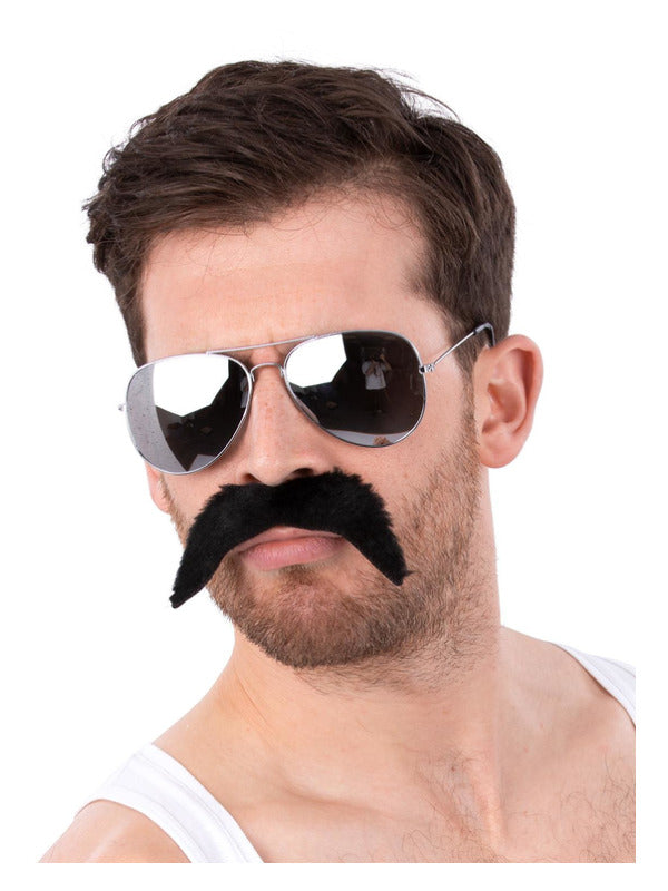 80s Icon Specs & Tash Kit Mens Fancy Dress Accessory Scoucer