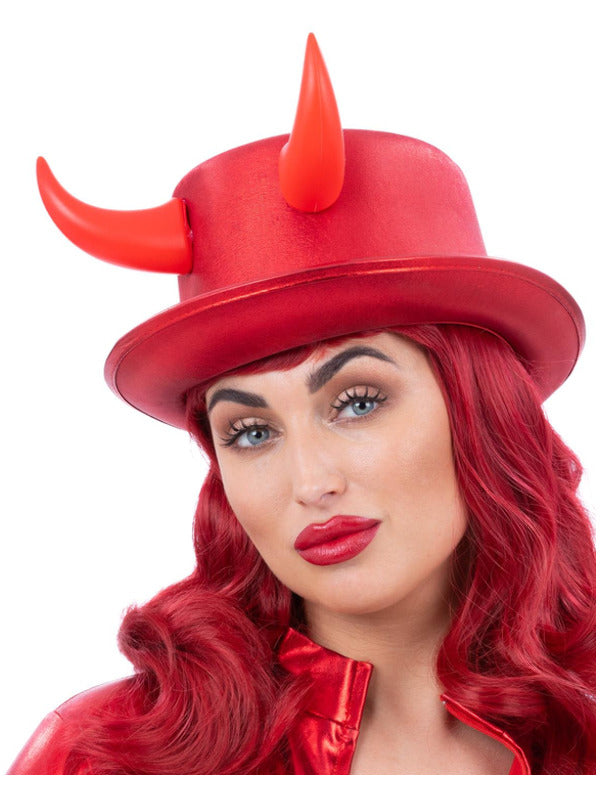 Fever Deluxe Red Devil Metallic Top Hat