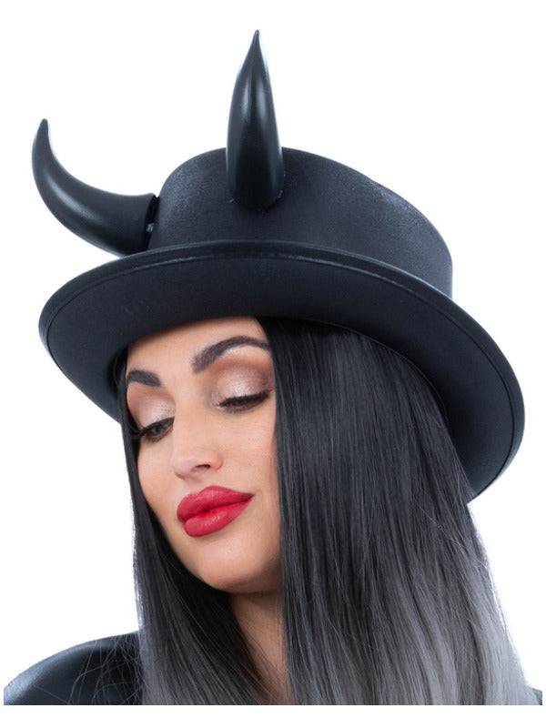 Fever Deluxe Black Devil Metallic Top Hat