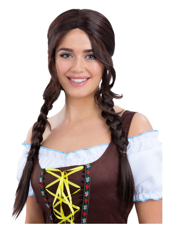 Bavarian Maid Braided Wig Brown Pleated Wig German Oktoberfest Fancy Dress