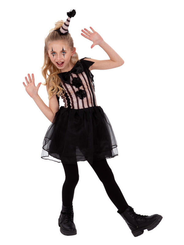 Dark Vintage Clown Girls Halloween Clowns Fancy Dress Outfit Age 4-12
