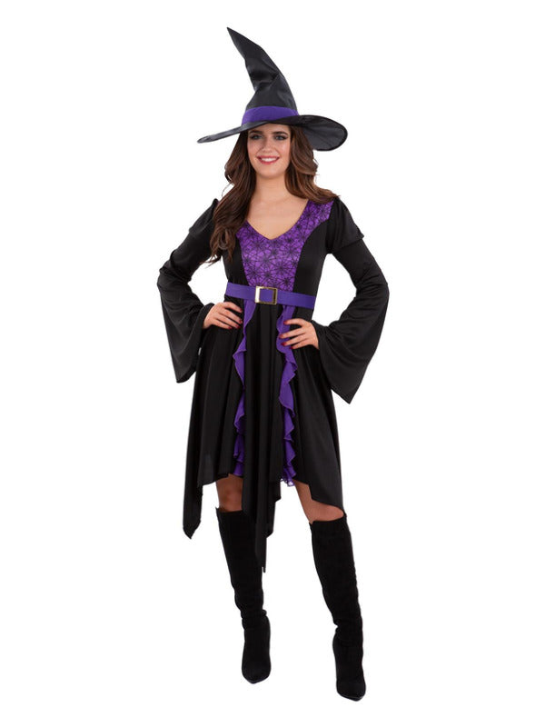 Witches Costume Ladies Halloween Witch Outfit Fancy Dress Satanic UK 8-18