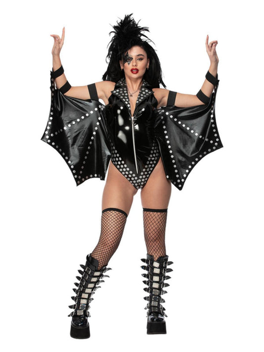 1990s 80s Rock Star Costume Ladies Punk Kiss Glam Fancy Dress Outfit