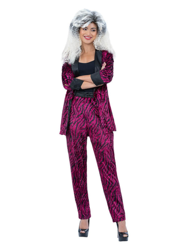 Pink Zebra Suit Ladies 80s Fancy Dress Costume I love 80s Glam Rock